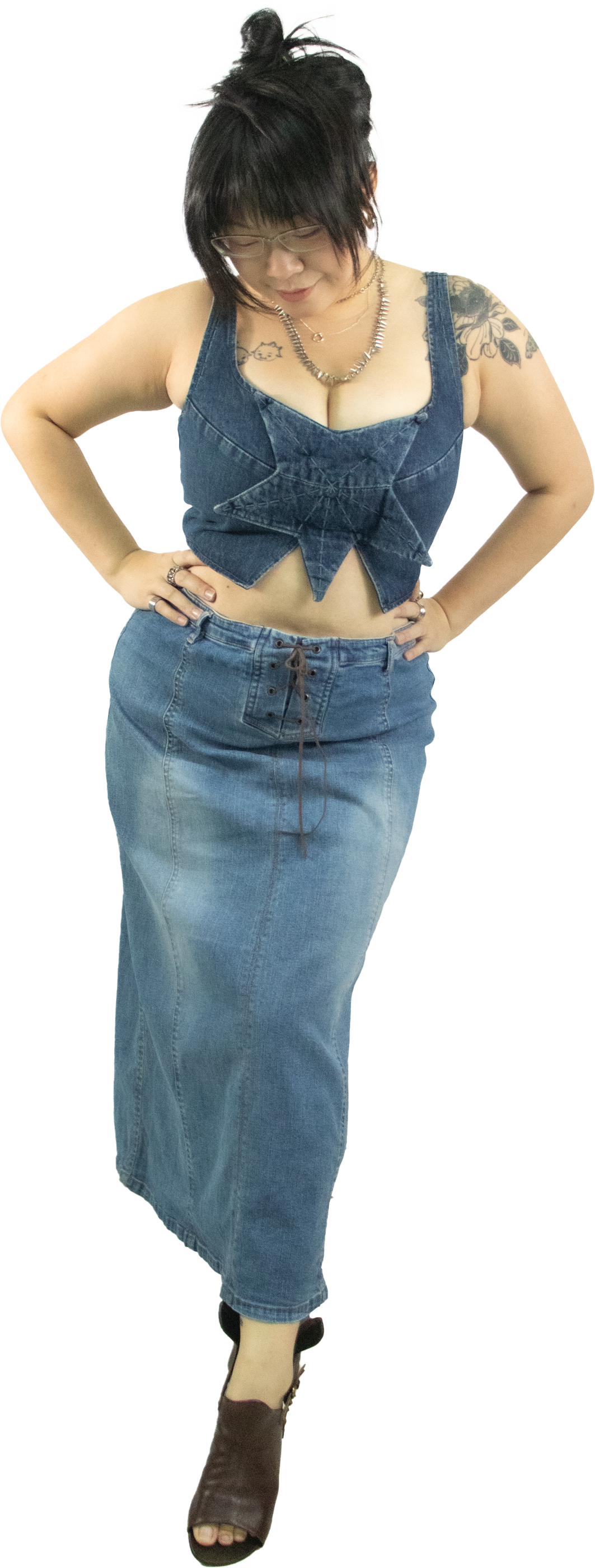 Bella Low Rise Lace Up Denim Skirt