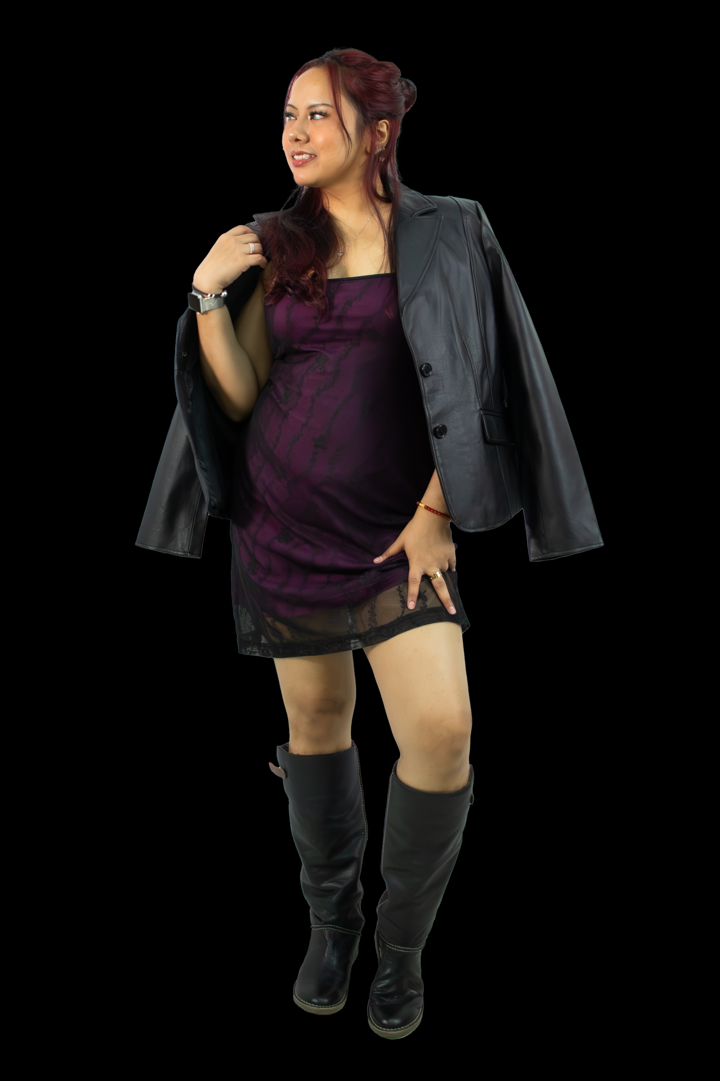 Red Ruby Floral Layered Mesh Minidress