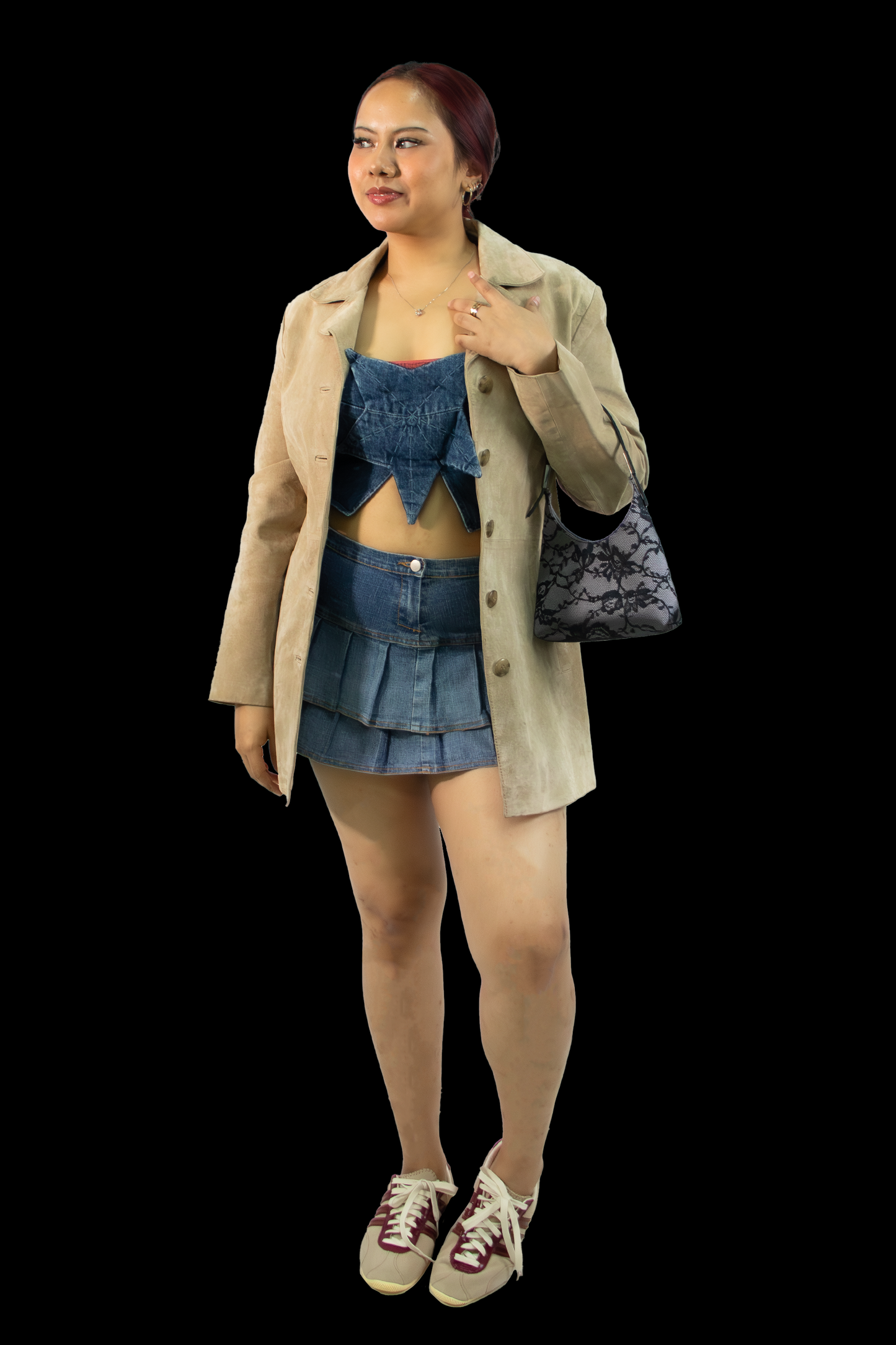 Hannah Low Rise Ruffled Denim Skirt