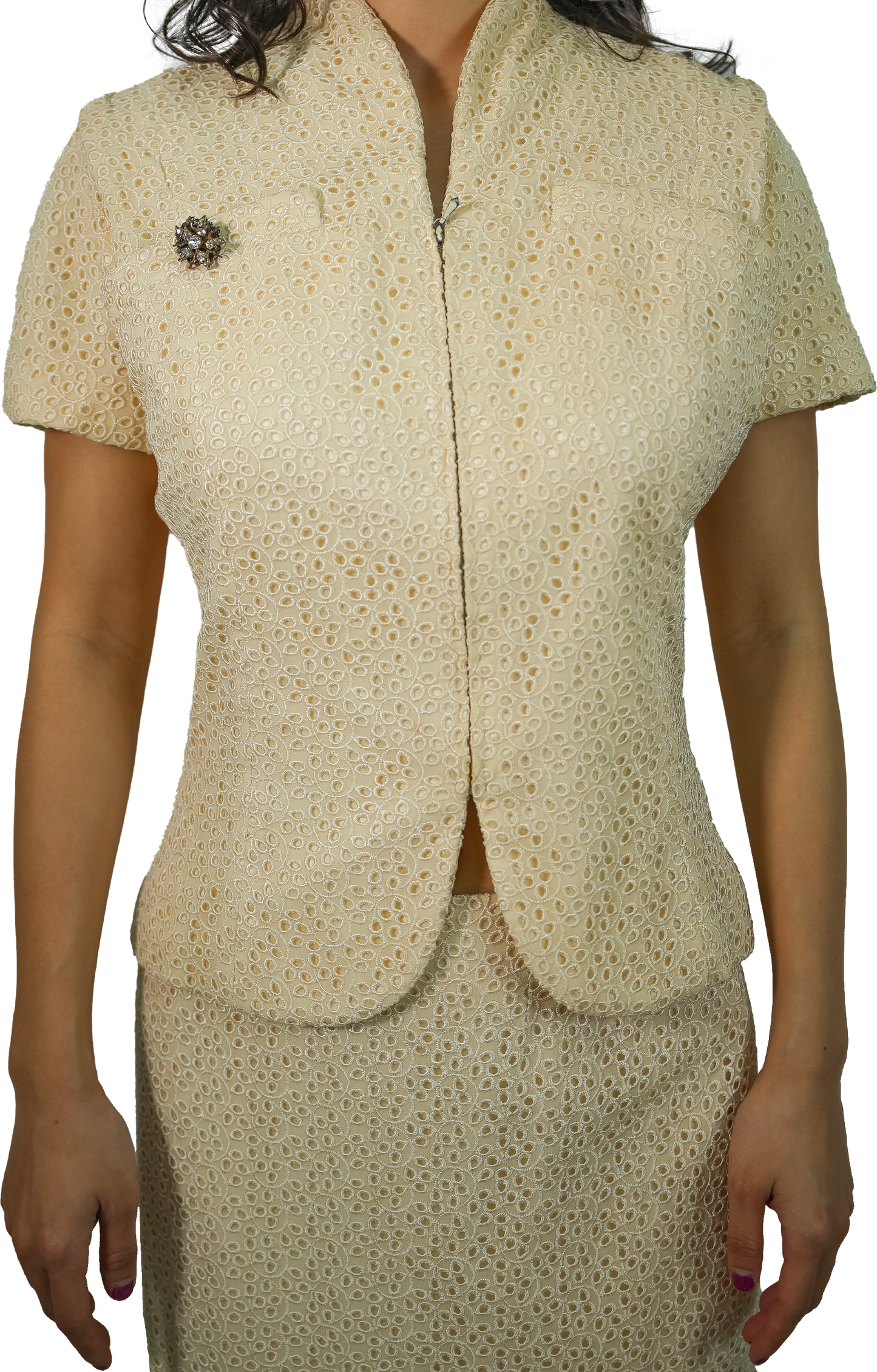 2008 Dior Eyelet Two Piece Skirt Suit Set