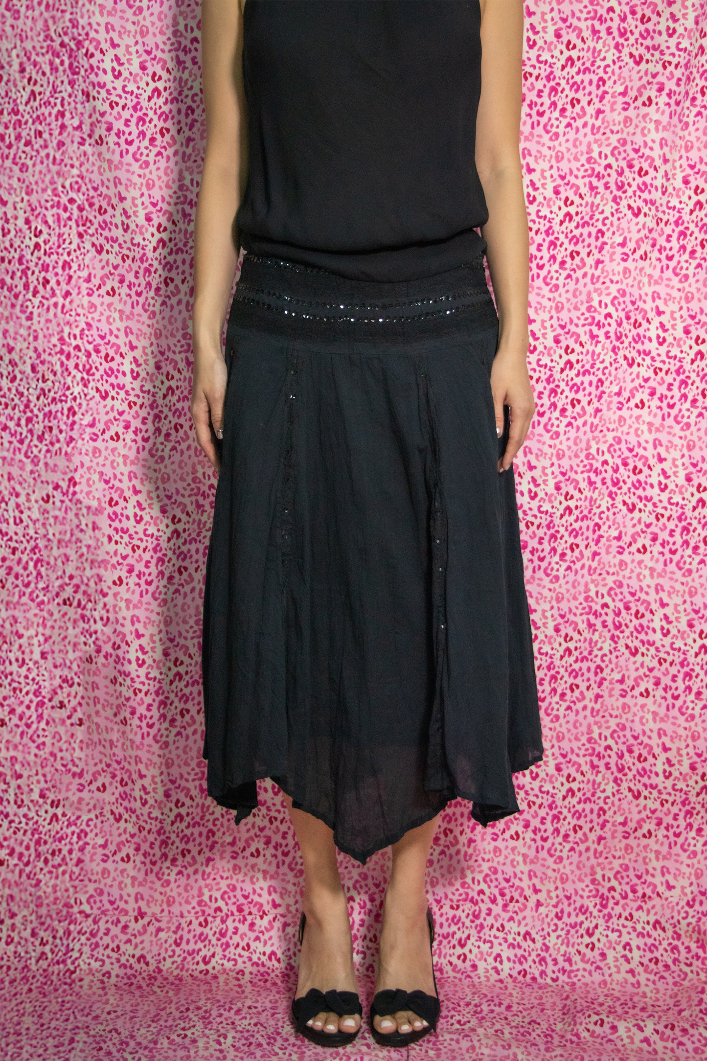 Vanessa Asymmetrical Lace and Sequin Handkerchief Skirt