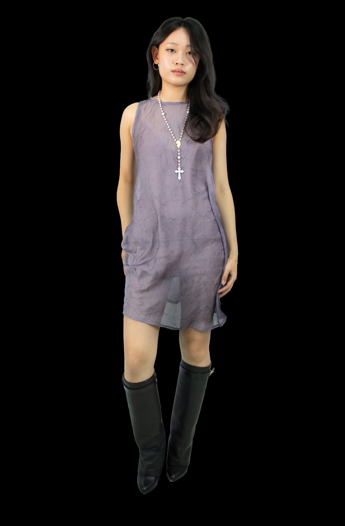 Precious Crinkle Silk Sheer Minidress