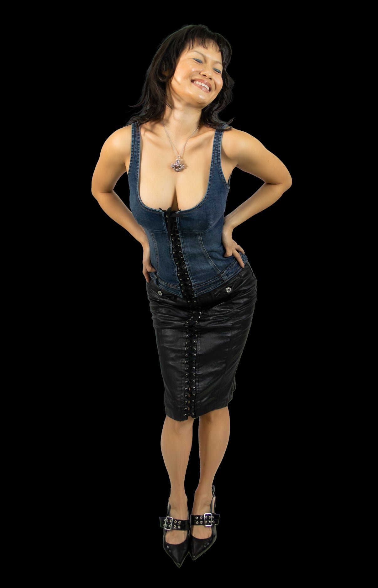 Y2K D&G Denim and Leather Corseted Dress