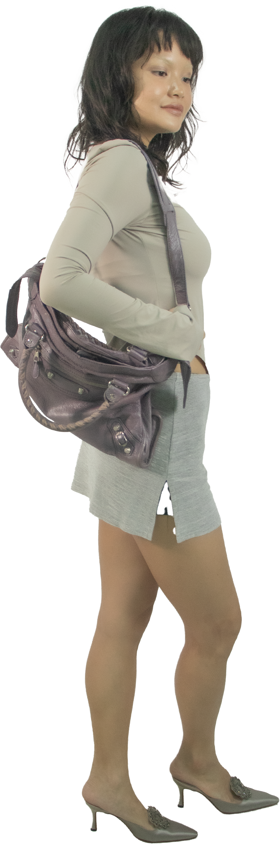 Claudia Y2K Silver Low Rise Skort
