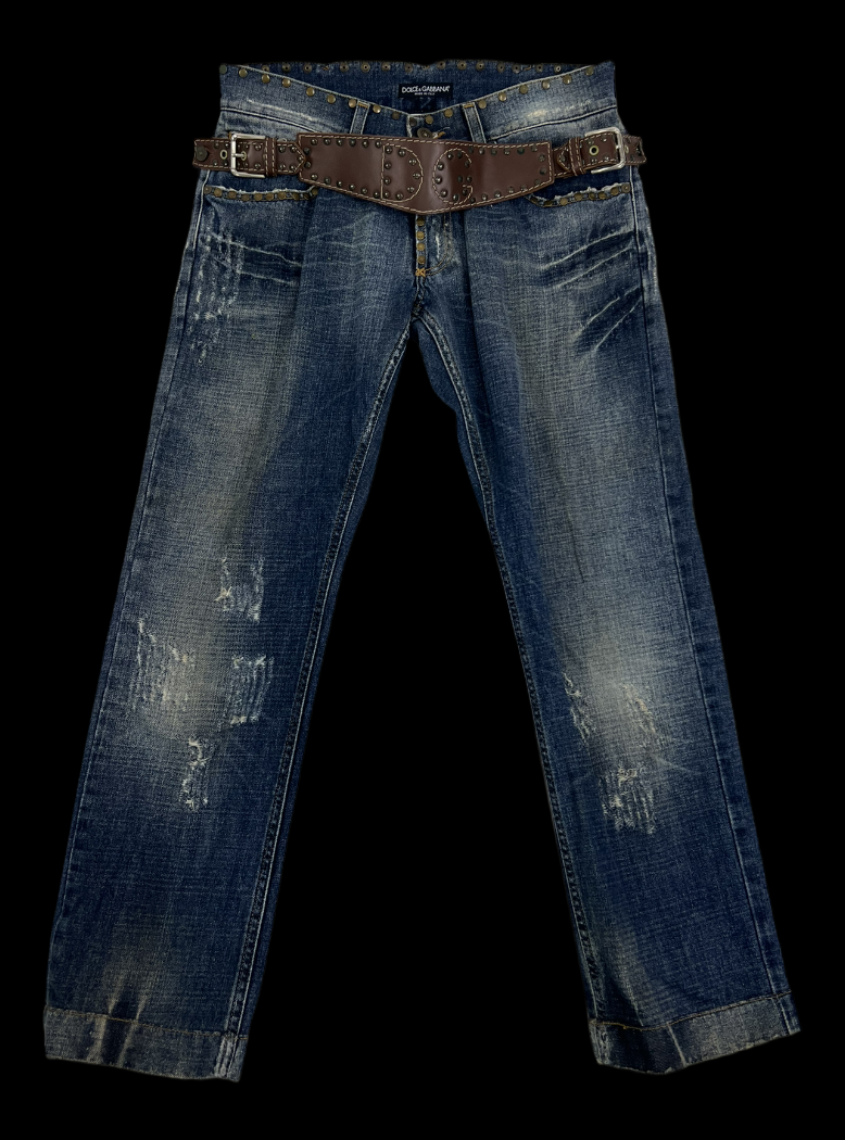 Dolce & Gabbana Studded and Belted S/S 2006 Jeans