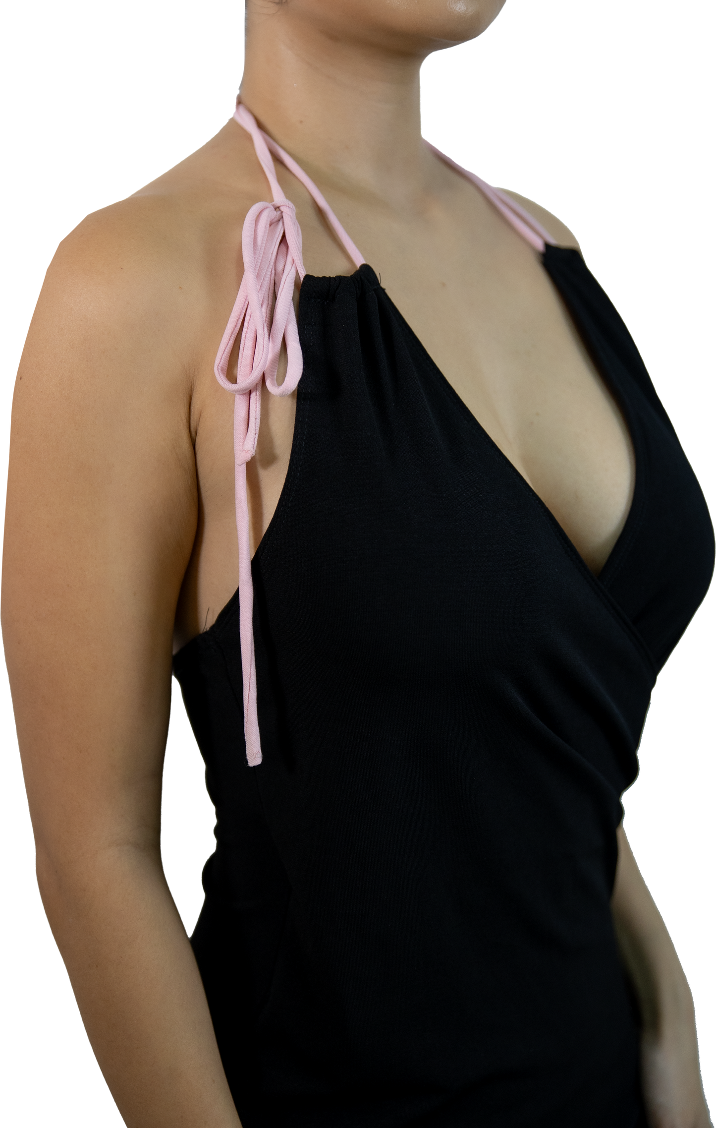 Vanessa Tong Bicolored Halter Dress