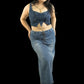 Bella Low Rise Lace Up Denim Skirt