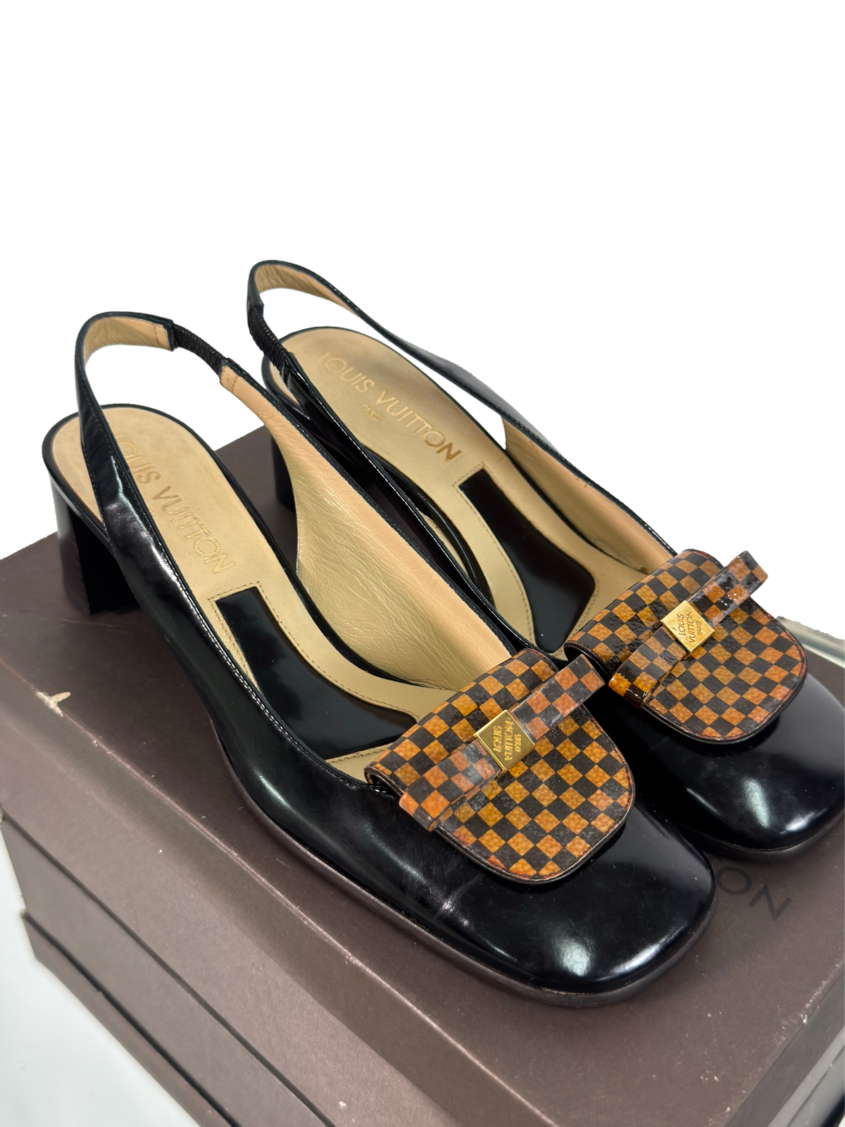 Louis Vuitton Damier Checkered Bow Heels