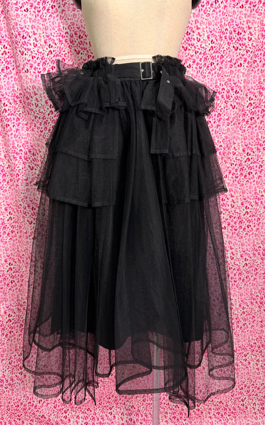 Noir Kei Ninomiya Black Ruffle Belted Skirt