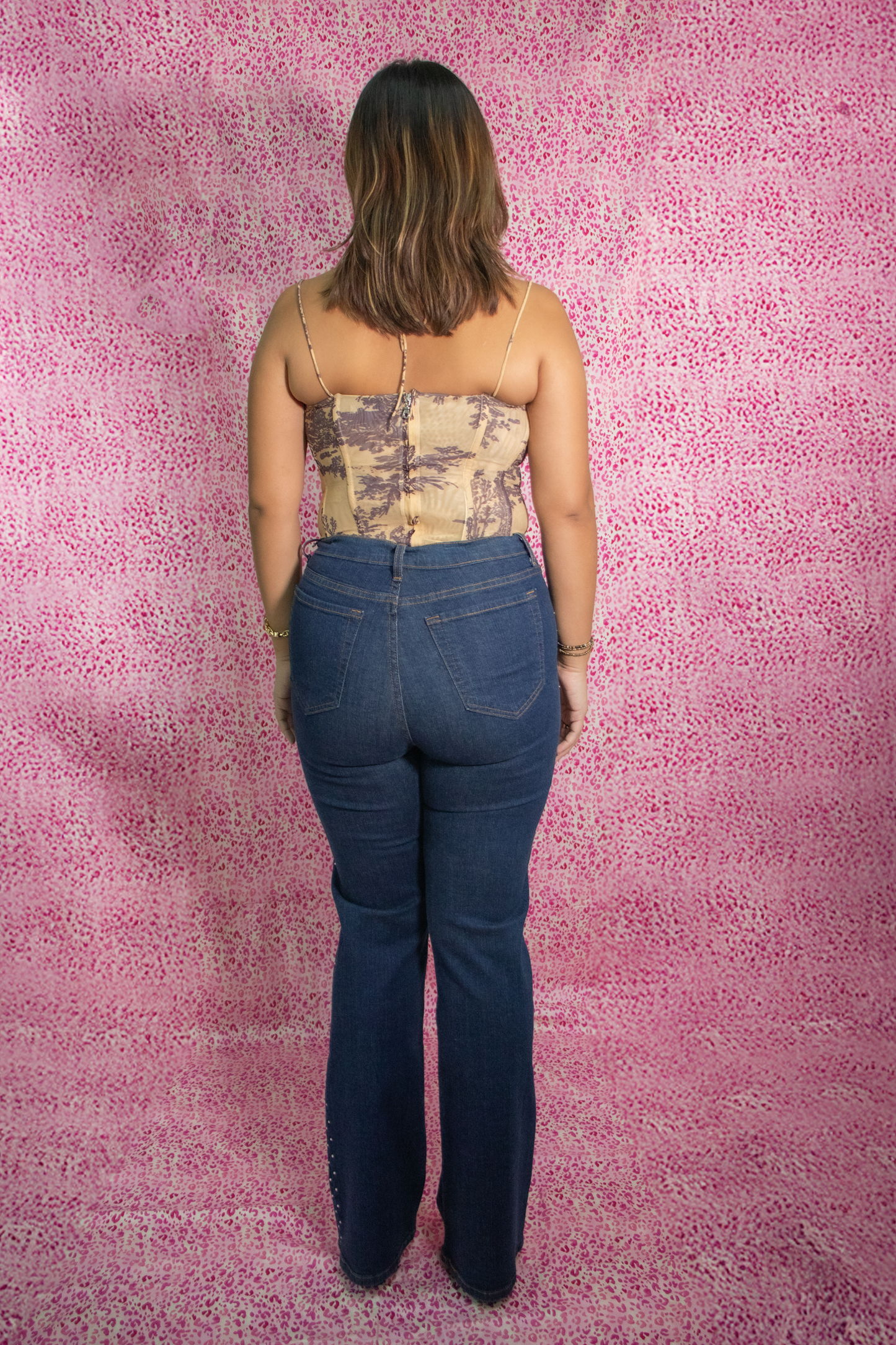 NYDJ Tummy Tuck Flared Rhinestone Jeans