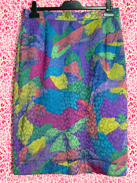 Louis Féraud 80s Print Skirt