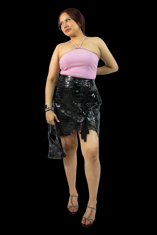 Self Portrait Mock Croc Skirt