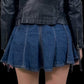 John Galliano Pleated Denim Miniskirt