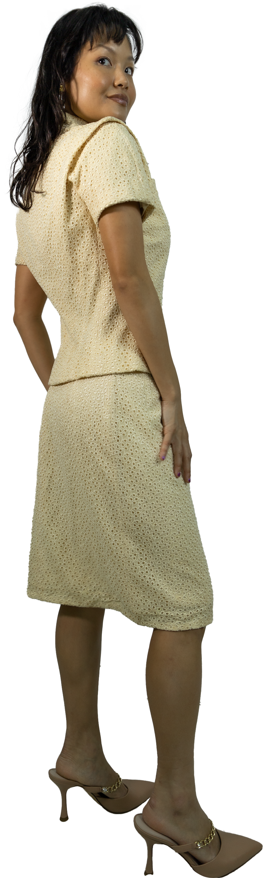 2008 Dior Eyelet Two Piece Skirt Suit Set