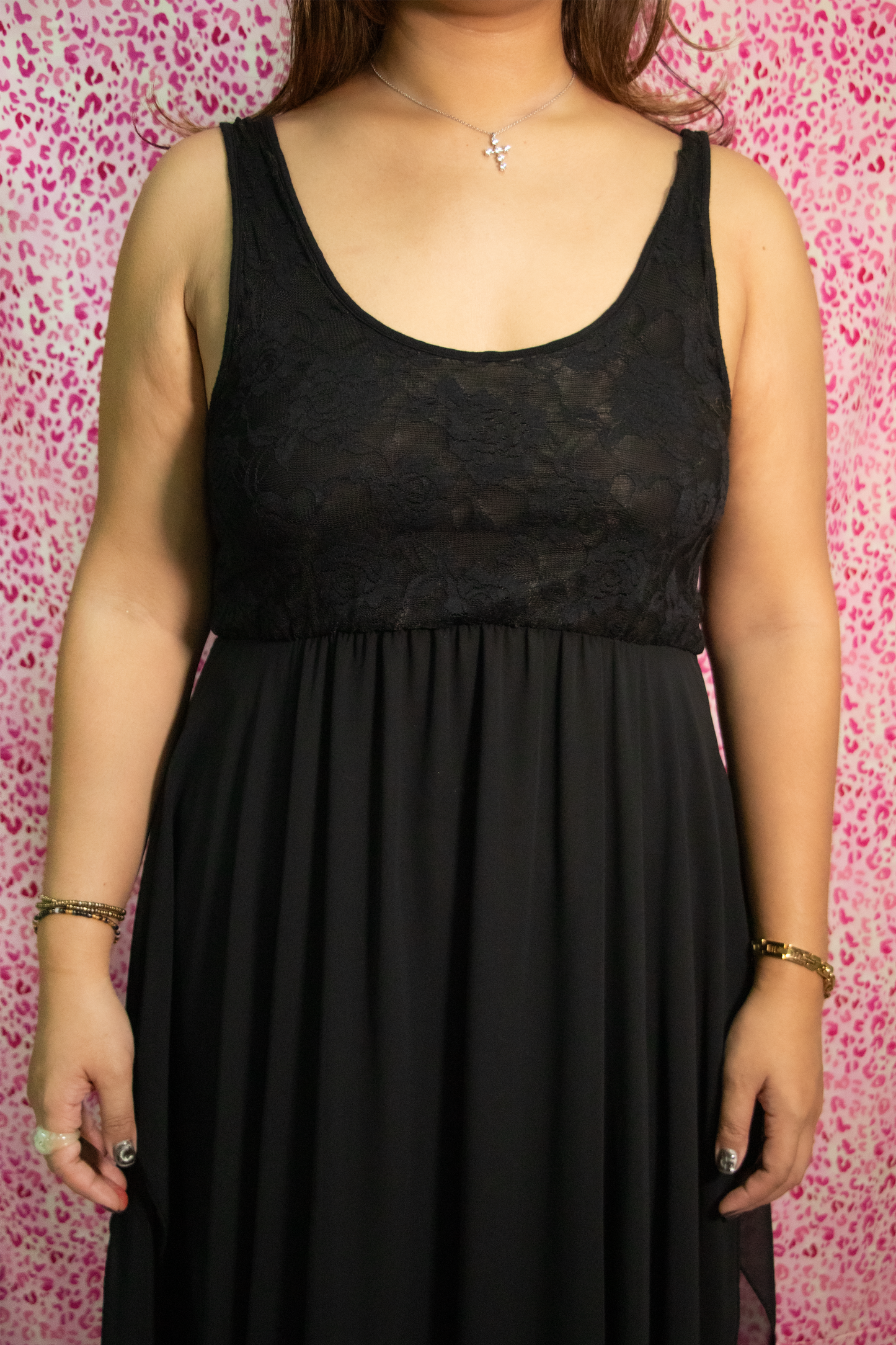 Everly Lace Asymmetrical Hem Dress