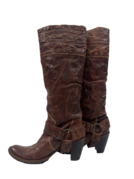 Brown Cowboy Studded Boots