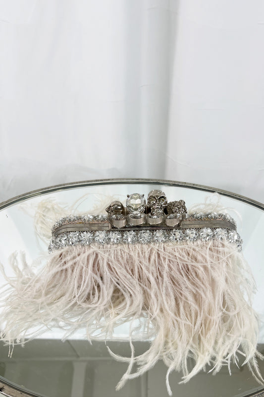 Alexander McQueen Knuckleduster Ostrich Feather Clutch