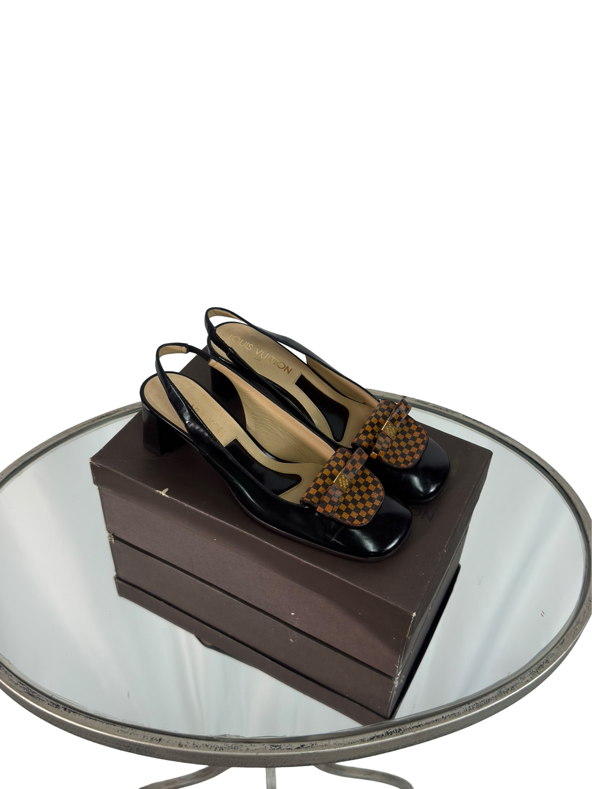Louis Vuitton Damier Checkered Bow Heels