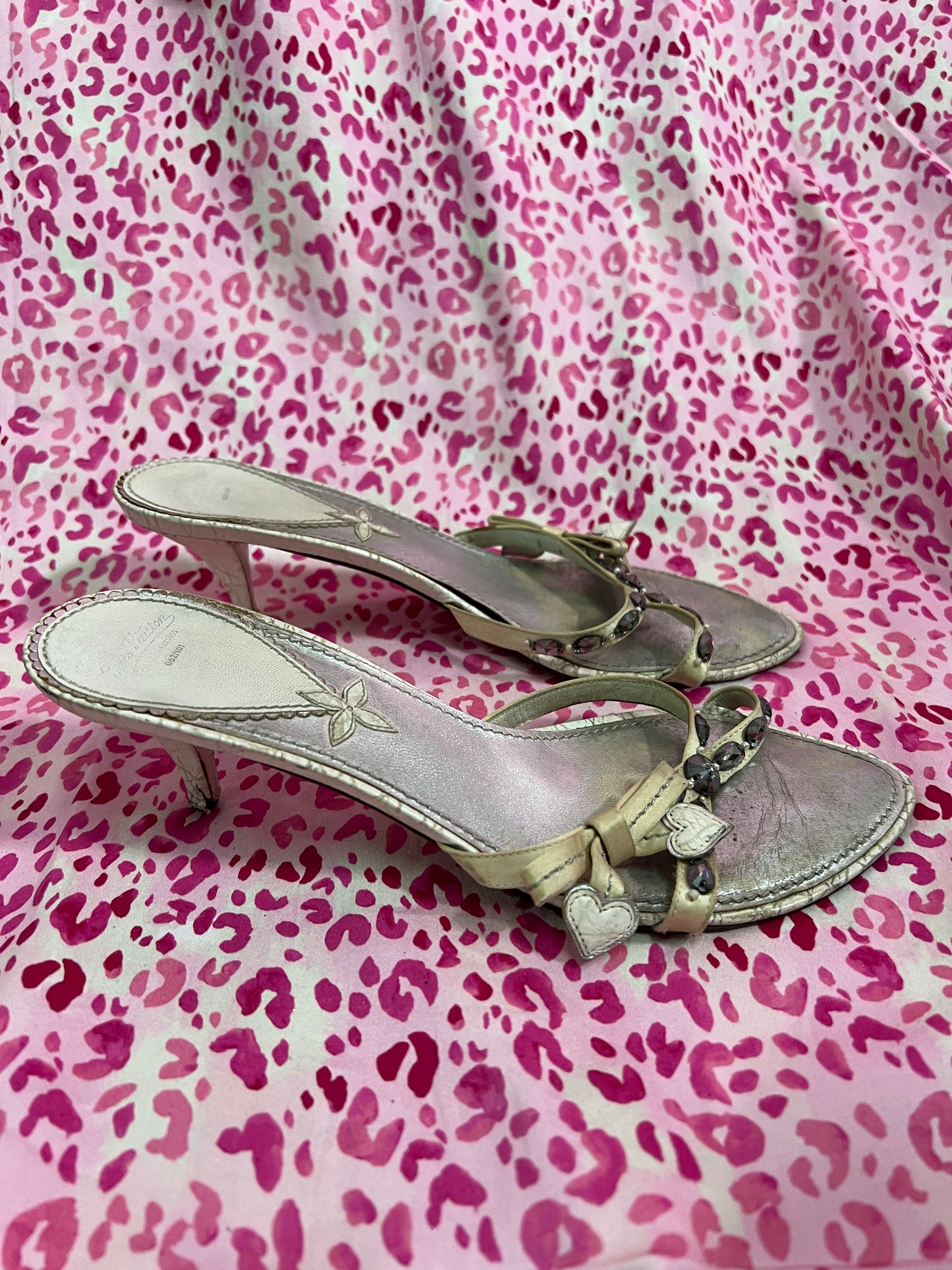 Louis Vuitton Heart and Gemstone Kitten Heels