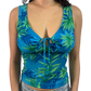 Guess Tropical Print Lurex Keyhole Top