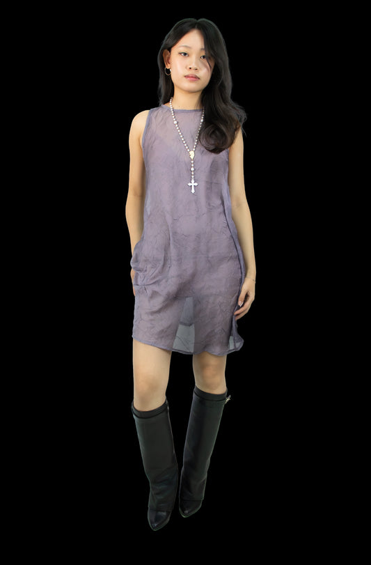 Precious Crinkle Silk Sheer Minidress