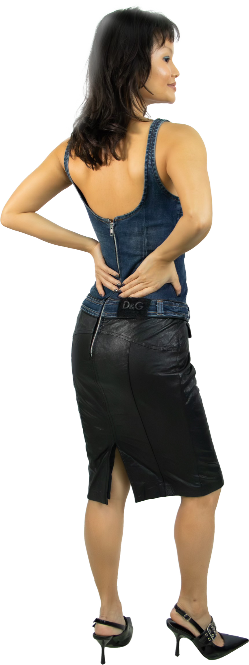 Y2K D&G Denim and Leather Corseted Dress