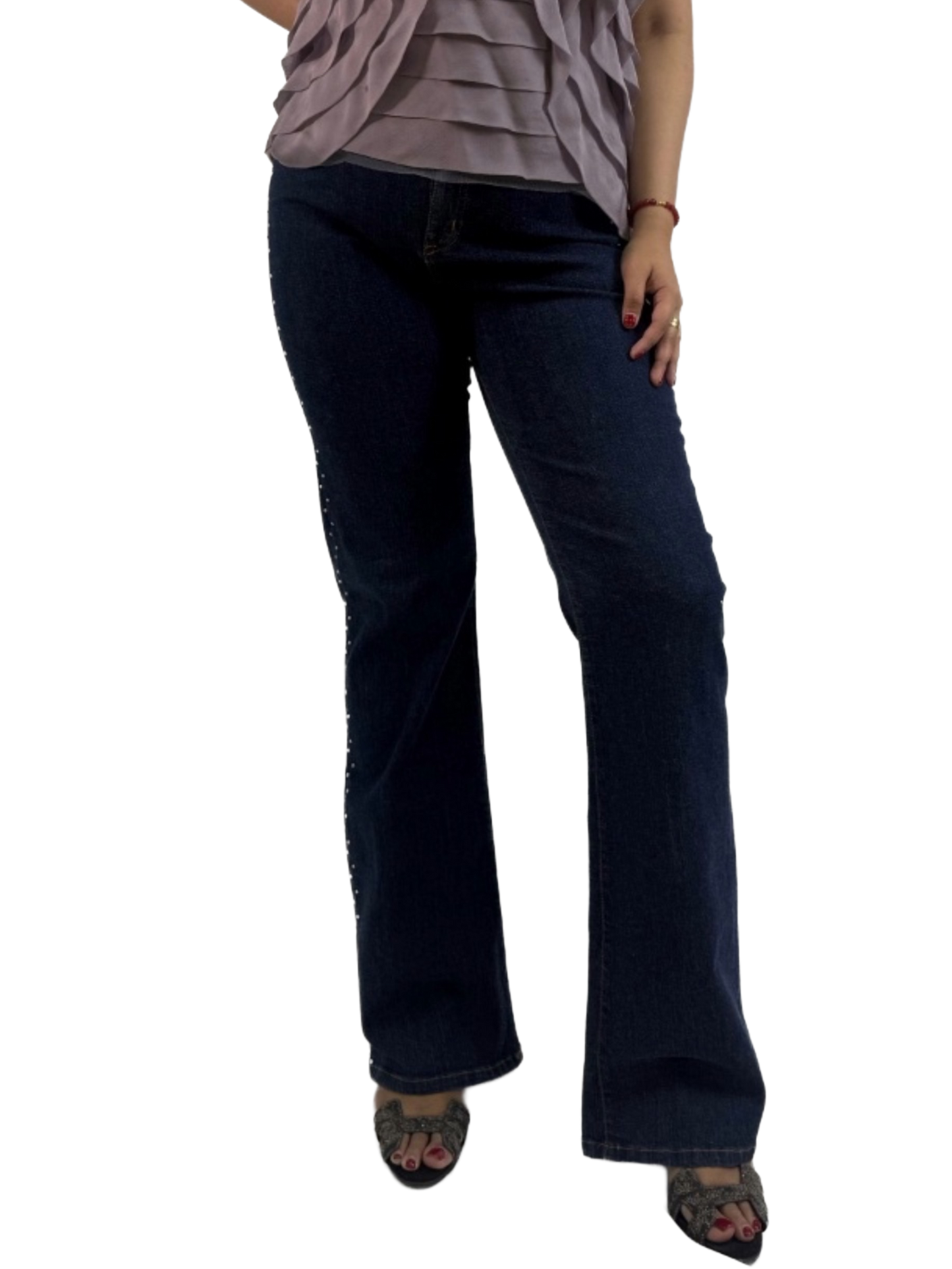 NYDJ Tummy Tuck Flared Rhinestone Jeans