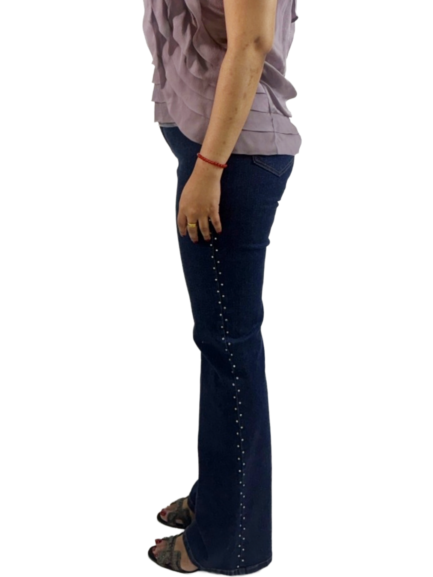 NYDJ Tummy Tuck Flared Rhinestone Jeans