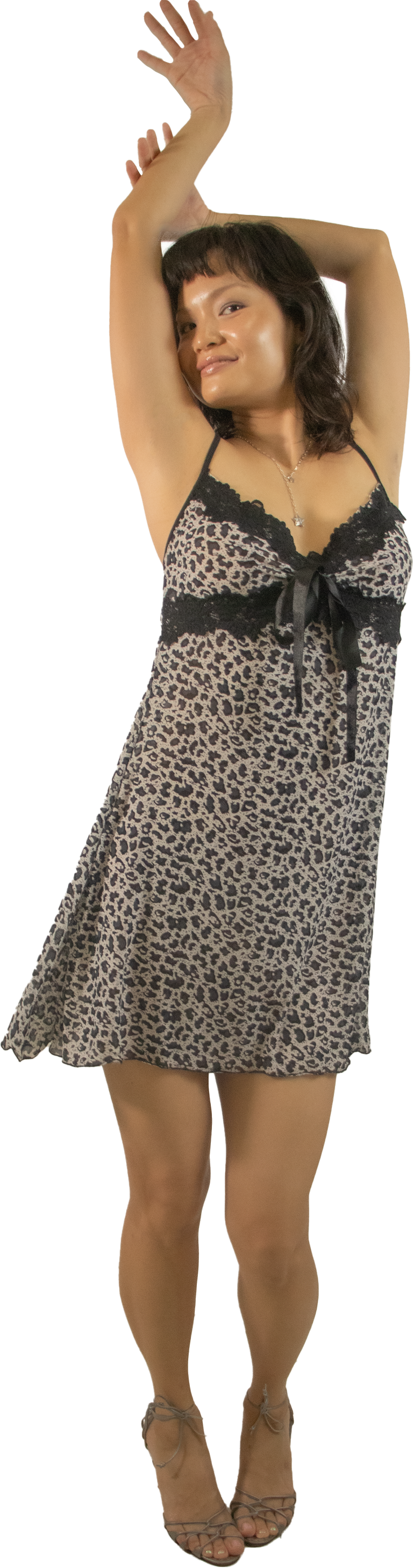 Victoria Grey Leopard Print Dress