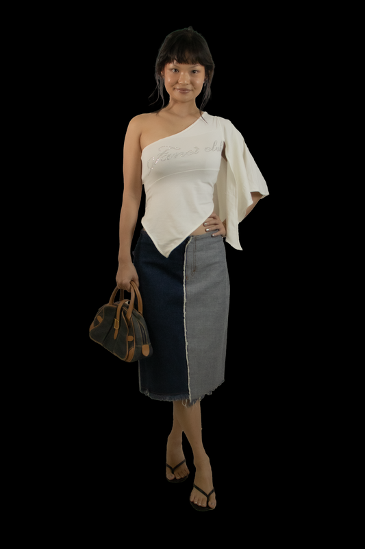 Gemini Denim Two Tone Skirt