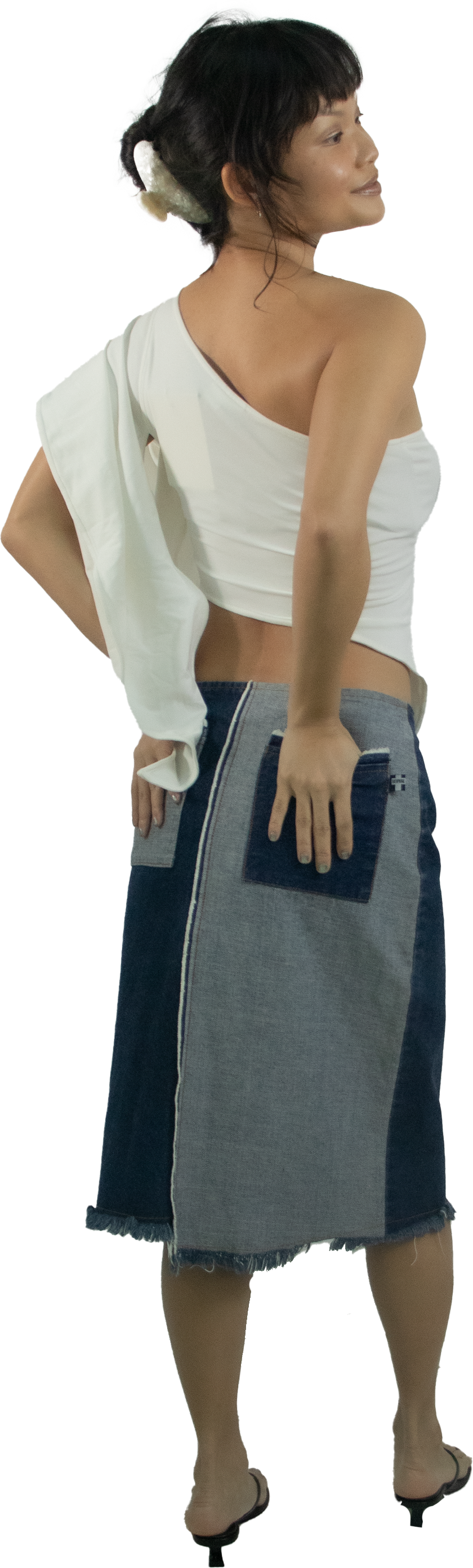 Gemini Denim Two Tone Skirt