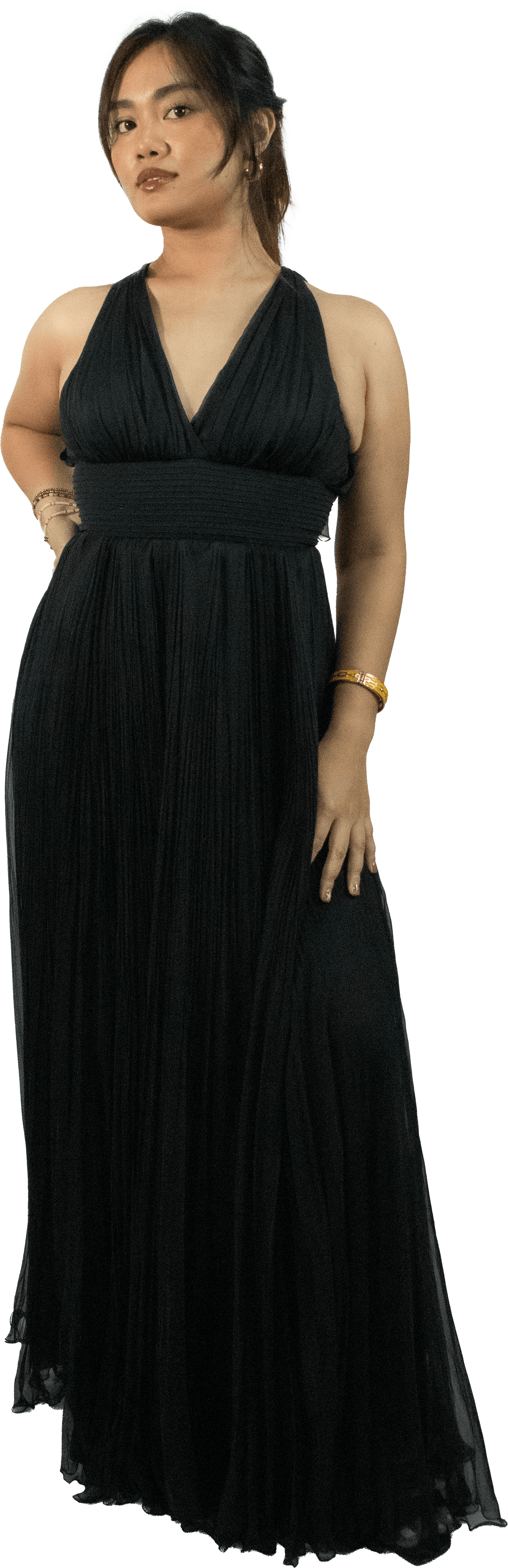 Versace Pleated Ruffled Halter Gown