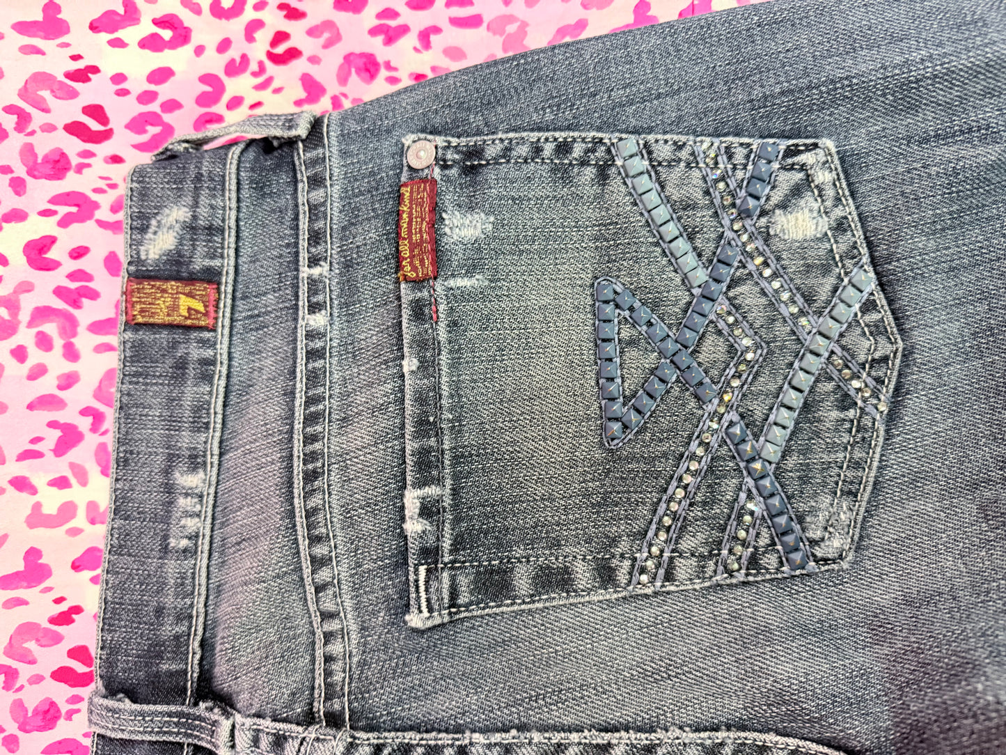 7 for All Mankind Studded Low Rise Jeans