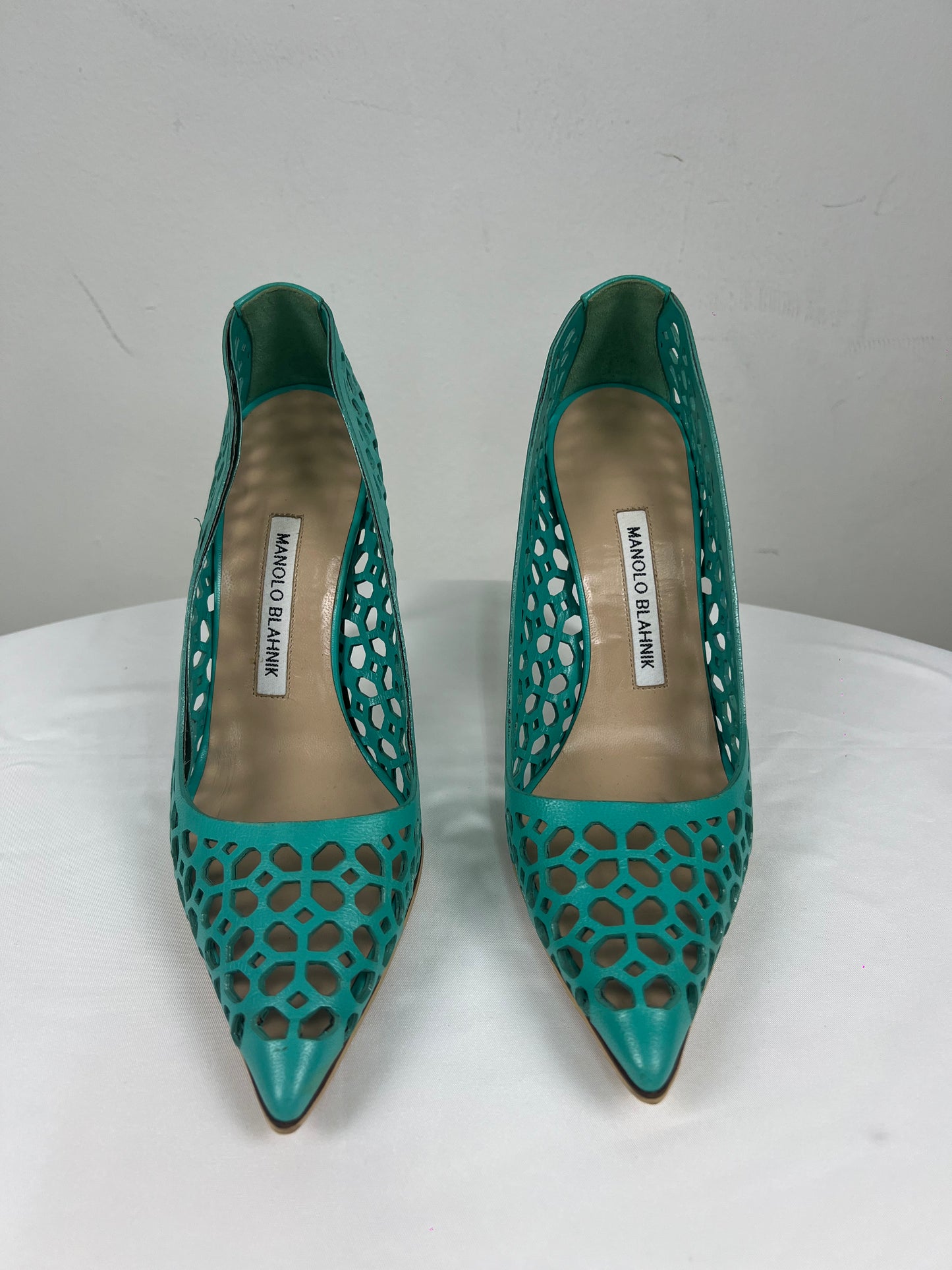 Manolo Blahnik Cutout Turquoise Pumps