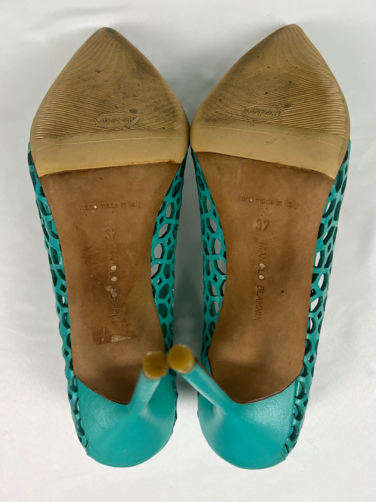 Manolo Blahnik Cutout Turquoise Pumps