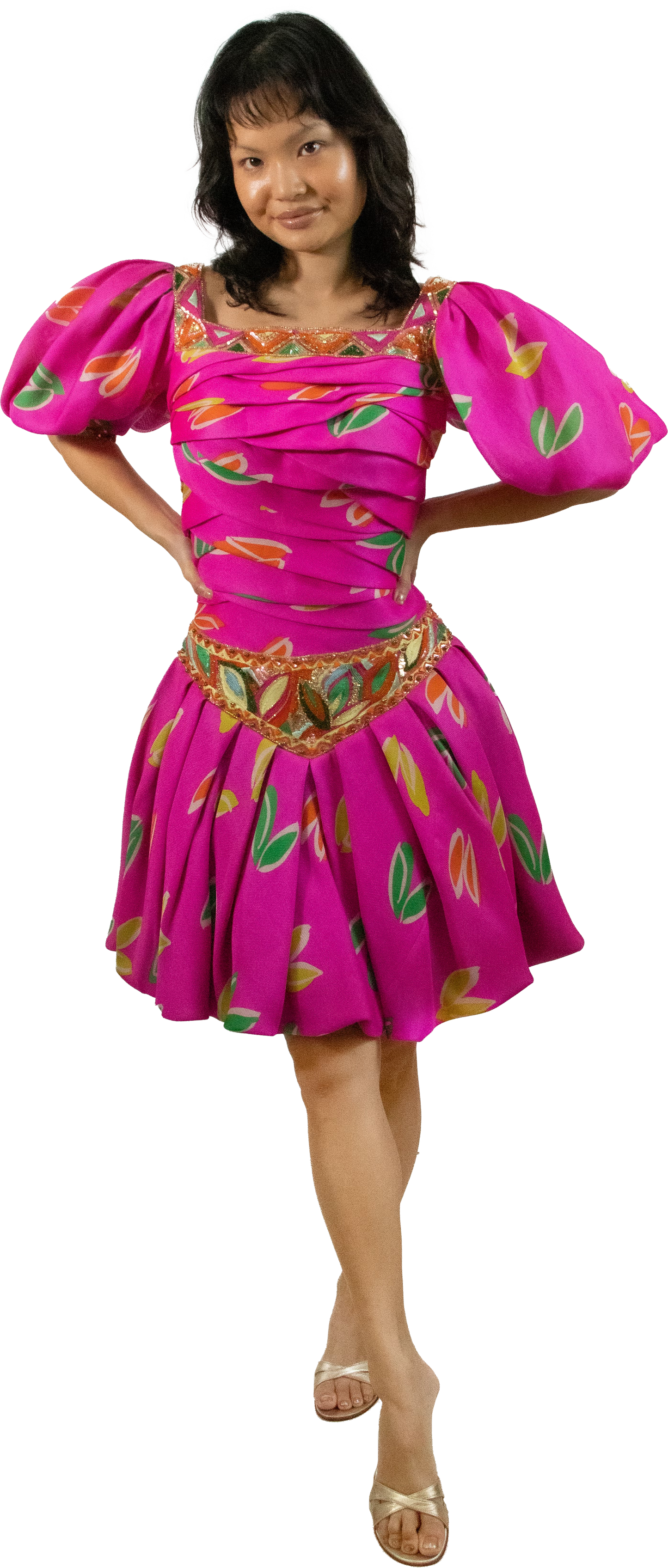 Emanuel Ungaro Couture Mesh 80s Printed Dress
