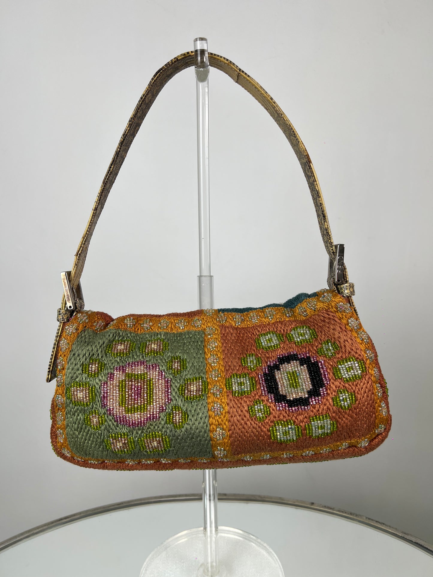Fendi Beaded Baguette with Lizard Skin Straps