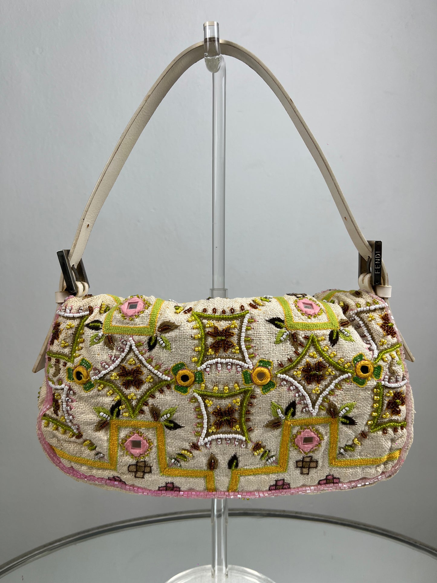 Fendi Beaded Mirrored Fringe Baguette