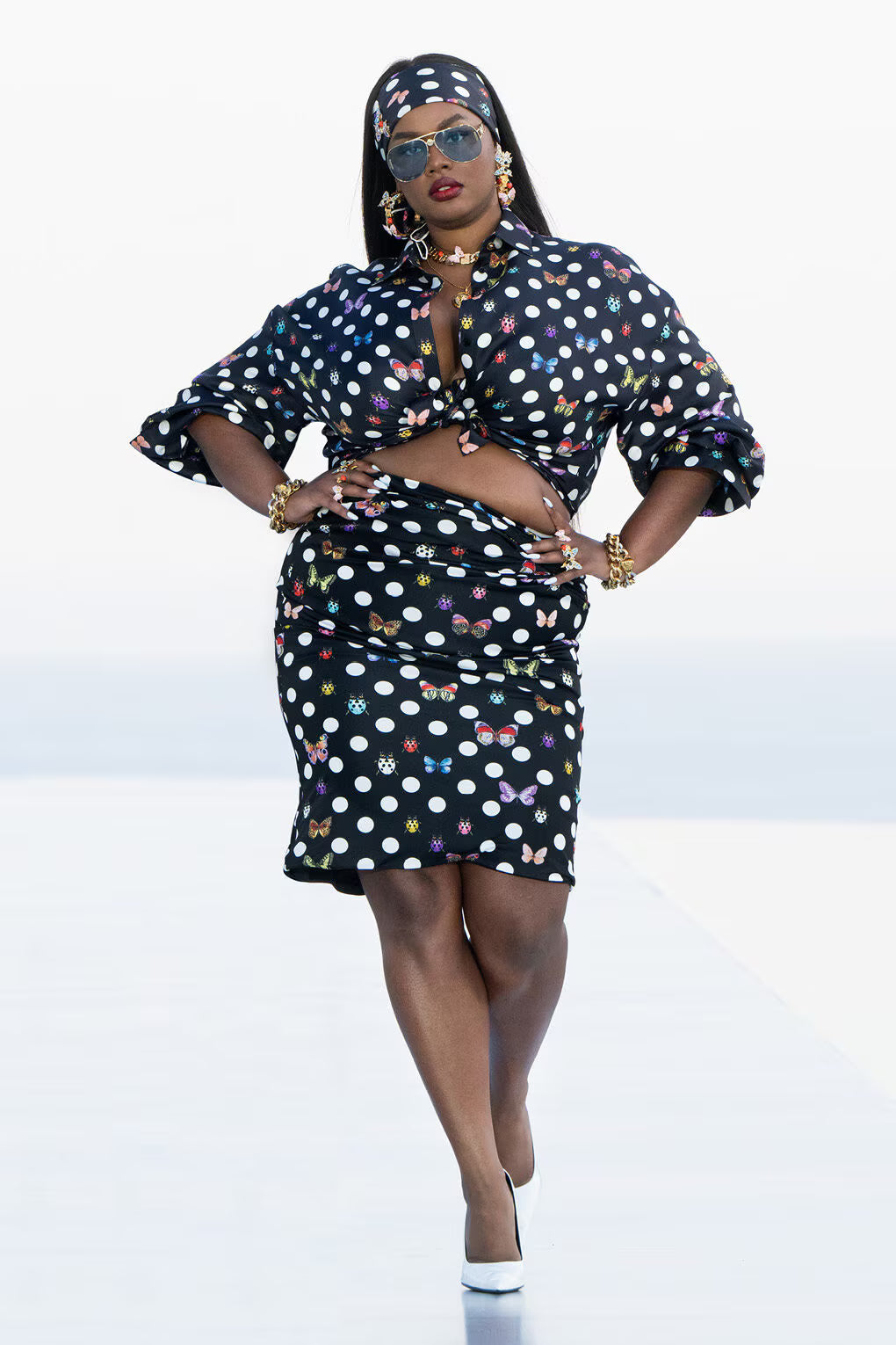 Dua Lipa x Versace Polkadot Butterfly Skirt