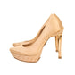 Herve Leger Nude Satin Platform Pumps